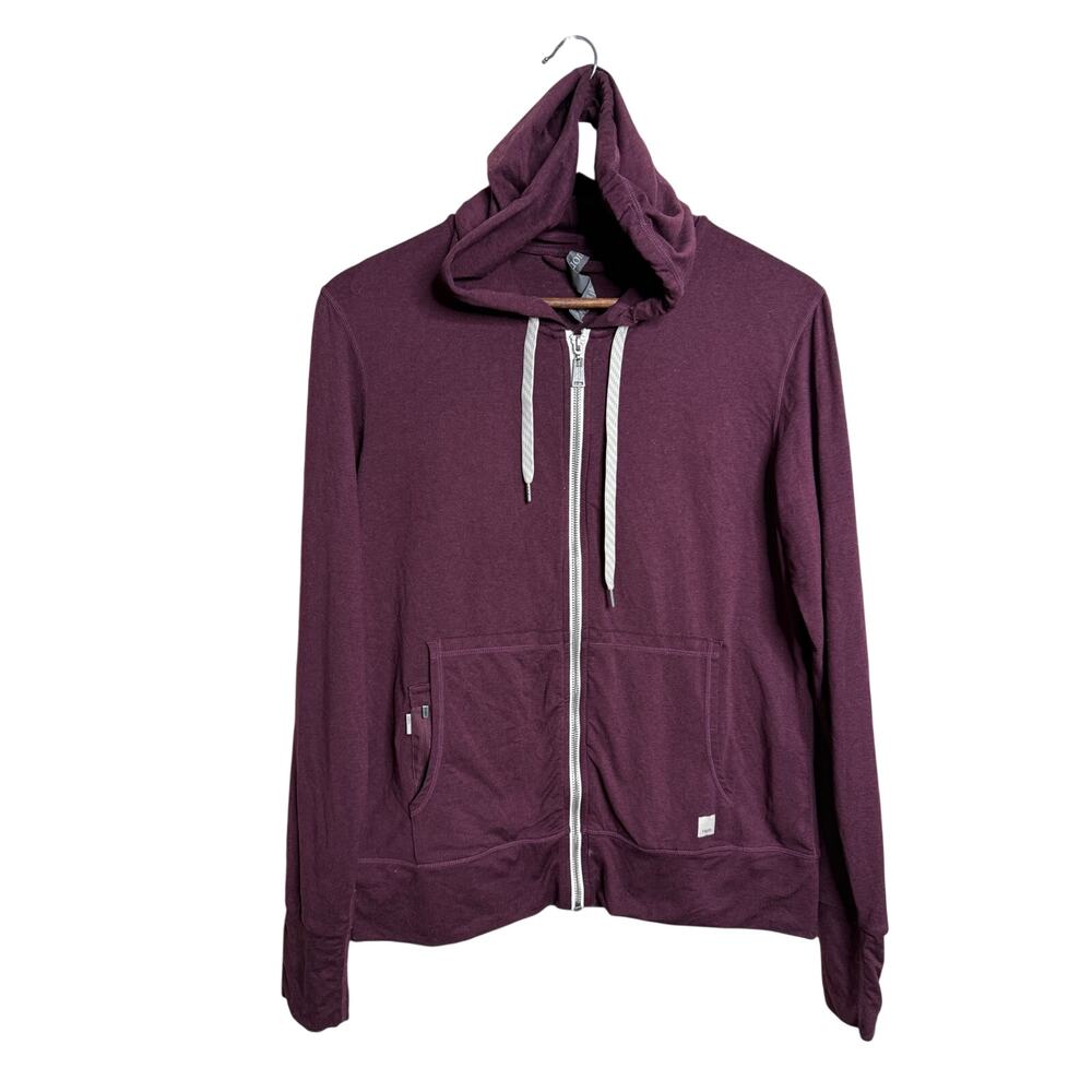 Vuori Halo Performance Hoodie 2.0 Burgundy Full Zip Womans M Athleisure
